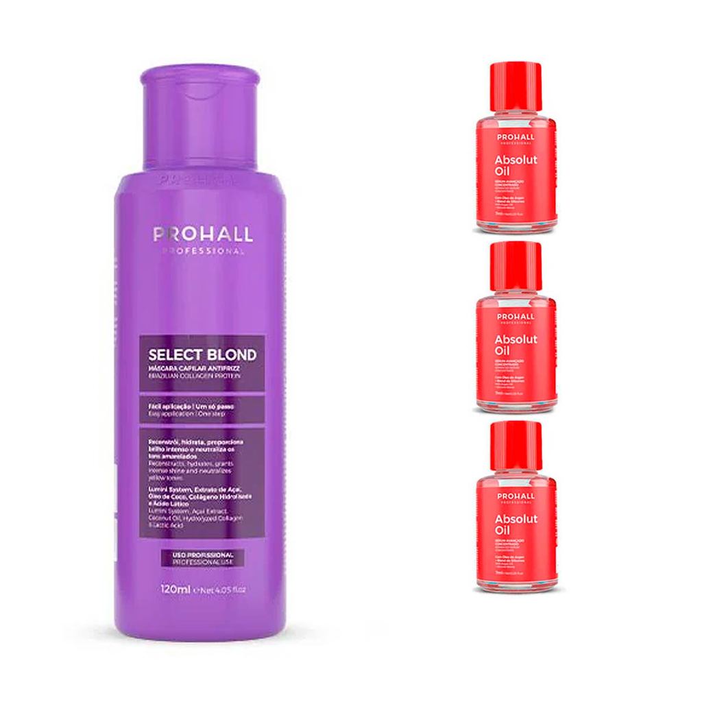 Alisante Cabelo Select Blond Prohall 120ml +3 Absolut Oil 7ml