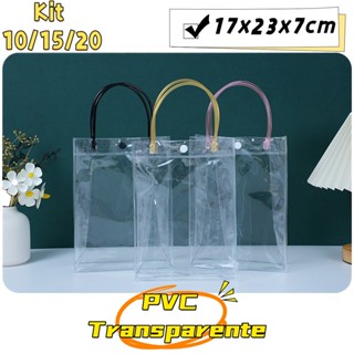 Kit 10/15/20 Unidades Sacolas PVC Transparente 17x23x7cm em Oferta na Shopee