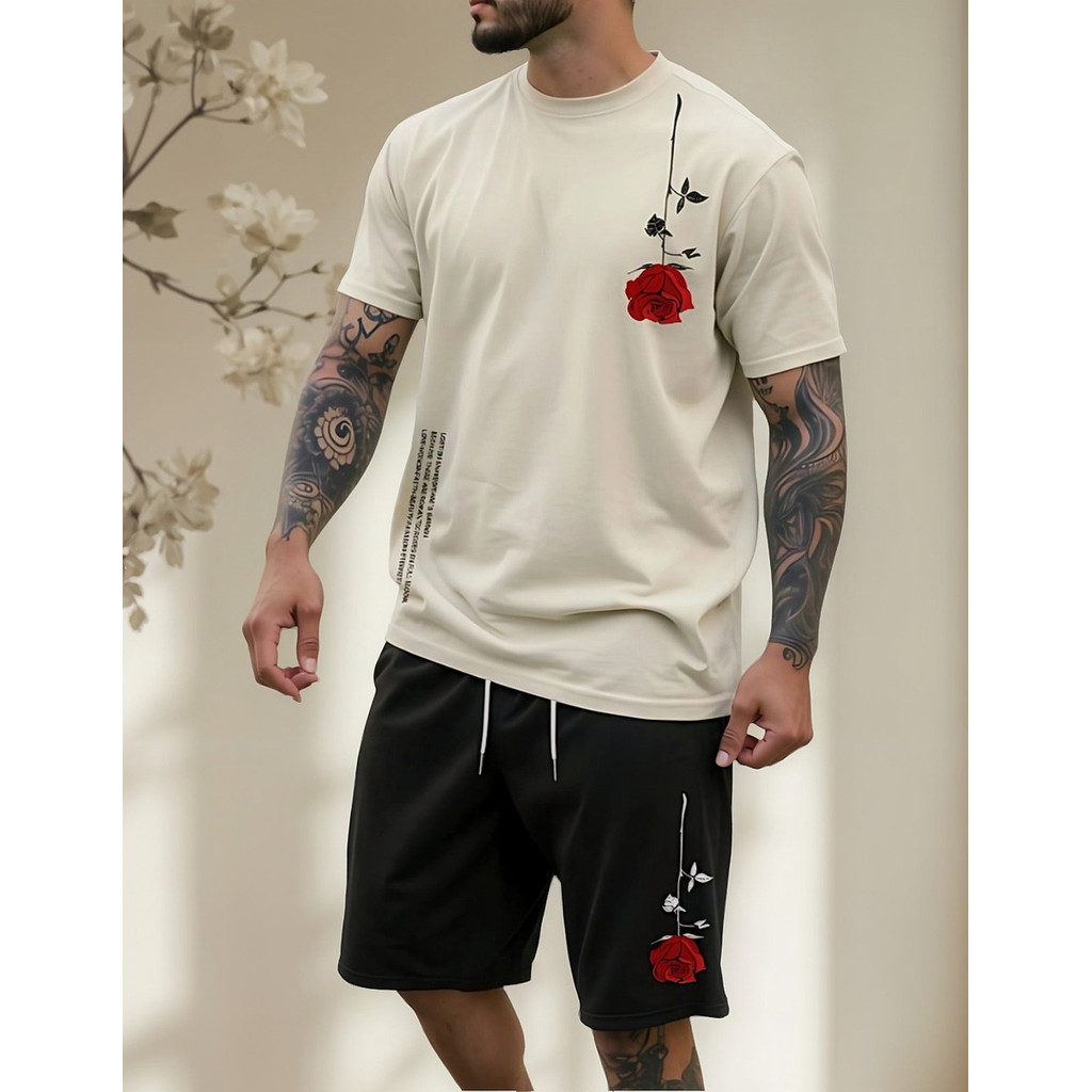 Conjunto Masculino Camiseta Slim E Short Tectel Estampado