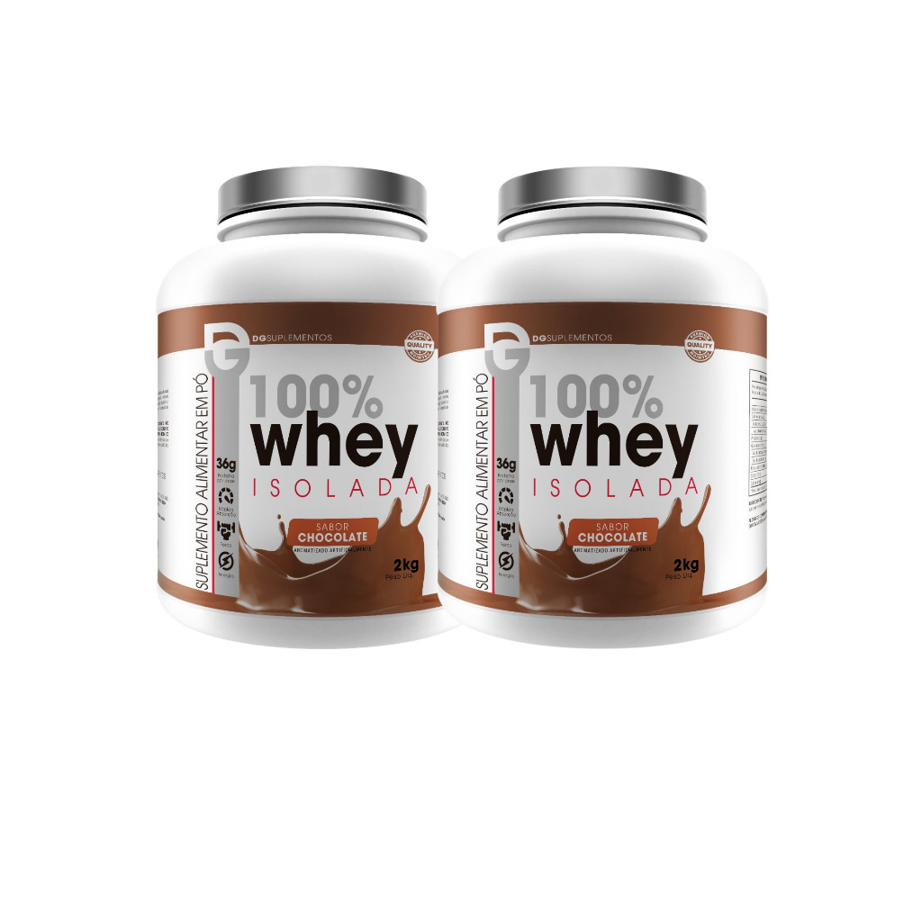 Kit 2x 100% Whey Protein Isolada 2kg - 4kgs de Whey 100% Isolada - DG Labs