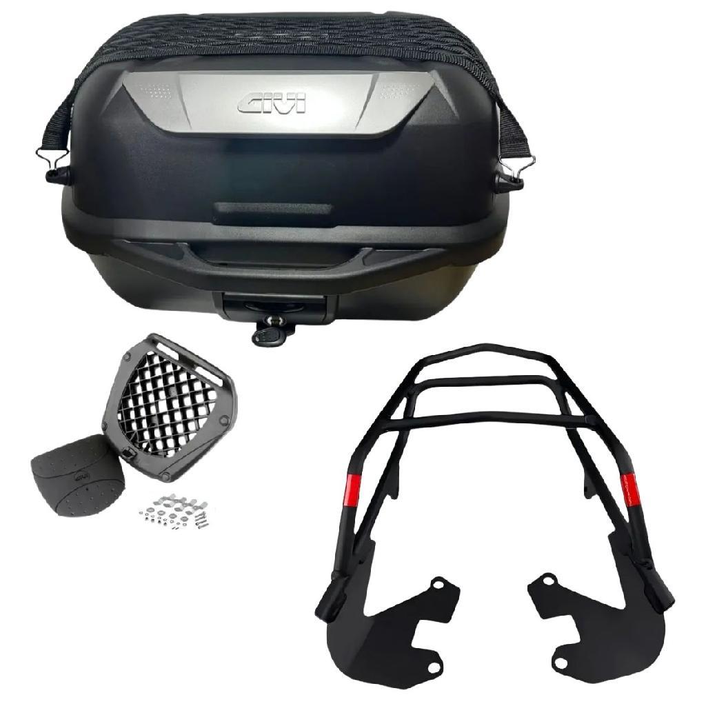Baú bauleto Moto Cg 160 Titan Fan 43l Adventure Givi Suporte Aço Kit