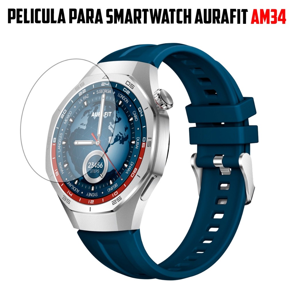 Película de Vidro Temperado 9H para Smartwatch Aurafit AM34 Proteção de Tela Anti-Risco