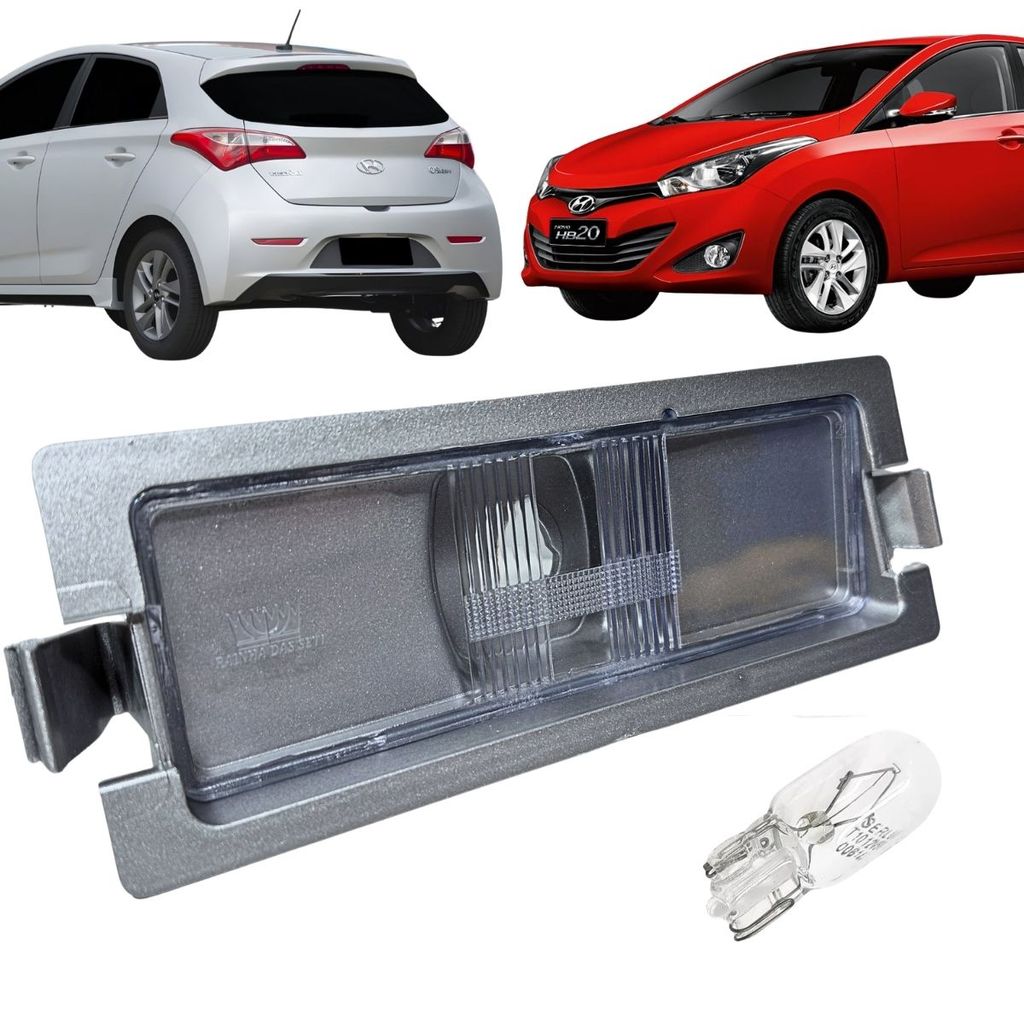 LANTERNA TRASEIRA LUZ DE PLACA HYUNDAI HB20 2012 2013 2014 2015 SEM SOQUETE COM LÂMPADA 12V ILUMINAÇÃO