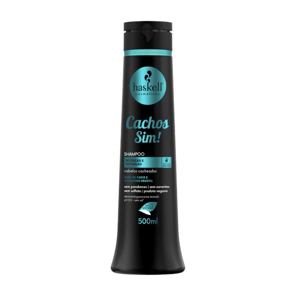 Shampoo Haskell Cachos Sim! 500ml Sem Sulfato Low Poo Vegano