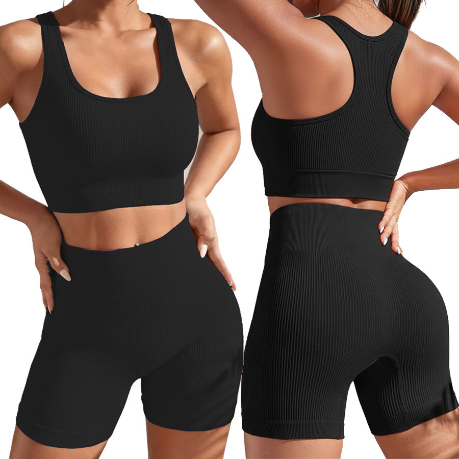 Conjunto Fitness Canelado Top Nadador Short Liso Cintura Alta em Oferta na Shopee