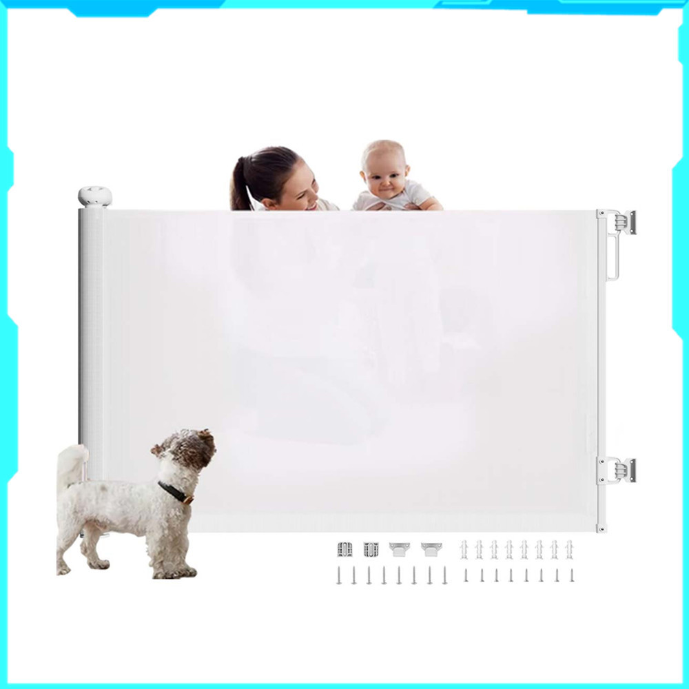 Porta retrátil de segurança para escada de 1.5 m aumentada cerca de isolamento externa interna de 86 cm branca