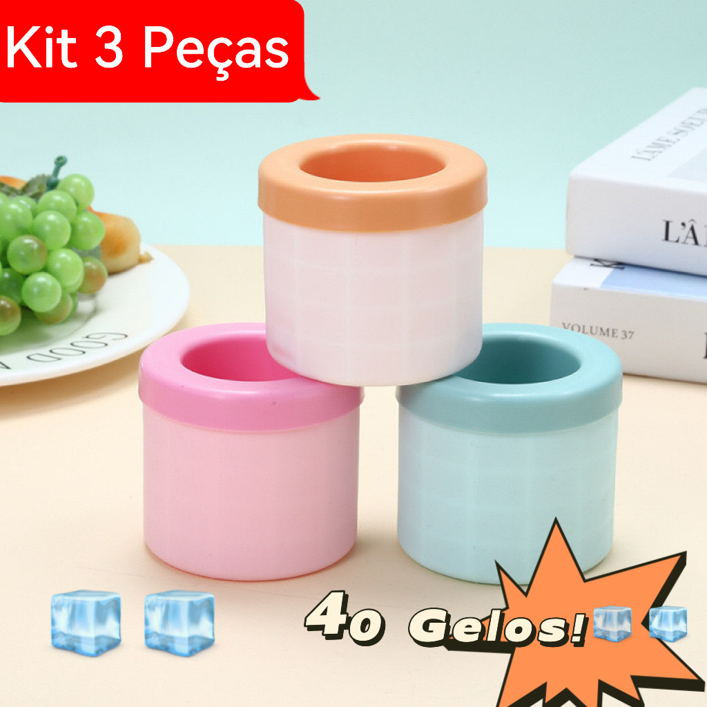 Kit 3 Mini Balde Forma De 40 Gelo Em Silicone Ice Magic Cube Compacto  Top Olaola1 em Oferta na Shopee