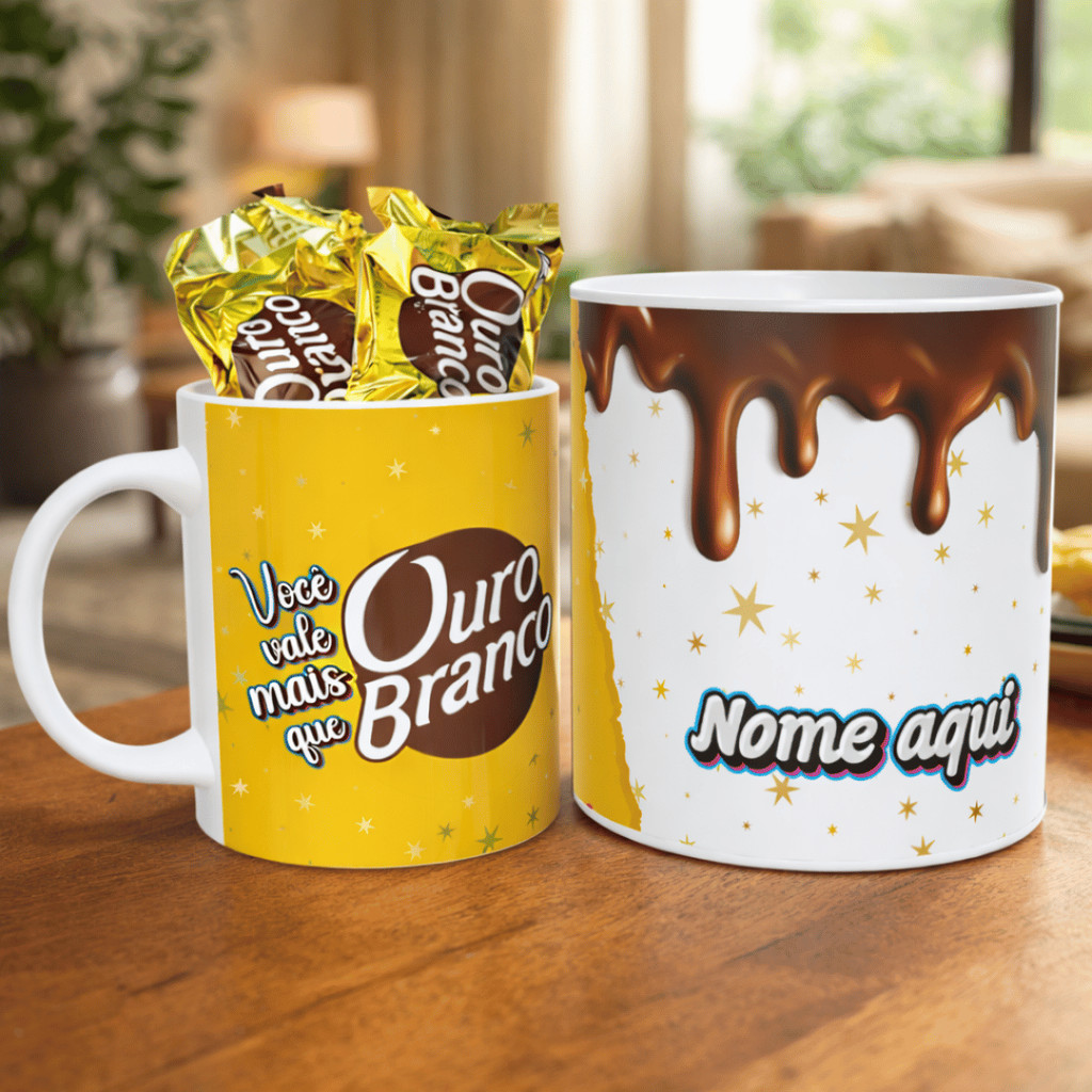 Kit Presente com Caneca + Tubolata + Ouro Branco | Personalizada com nome e Foto