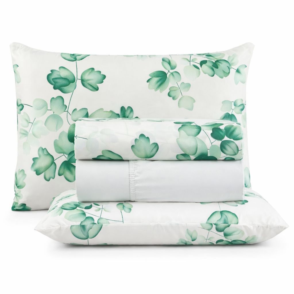 Jogo de Lençol 4 Peças Cama Casal Padrão e Queen Micropercal 400 Fios