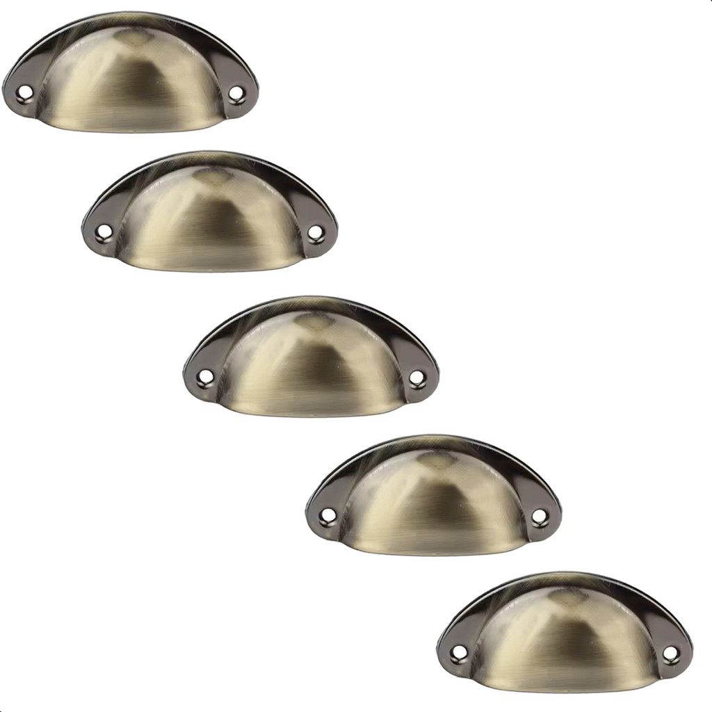 Kit 5 Puxadores de Moveis Decoração Armário Banheiro Bancada Cozinha Rack Guarda Roupas Gavetas Madeira Escrivaninha
