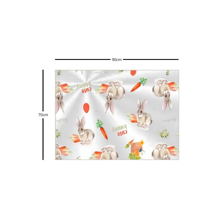 Folha Para Ovos de Páscoa Poli Transparente - 70x90cm - Coelho Cenoura - 5 unidades - Rizzo