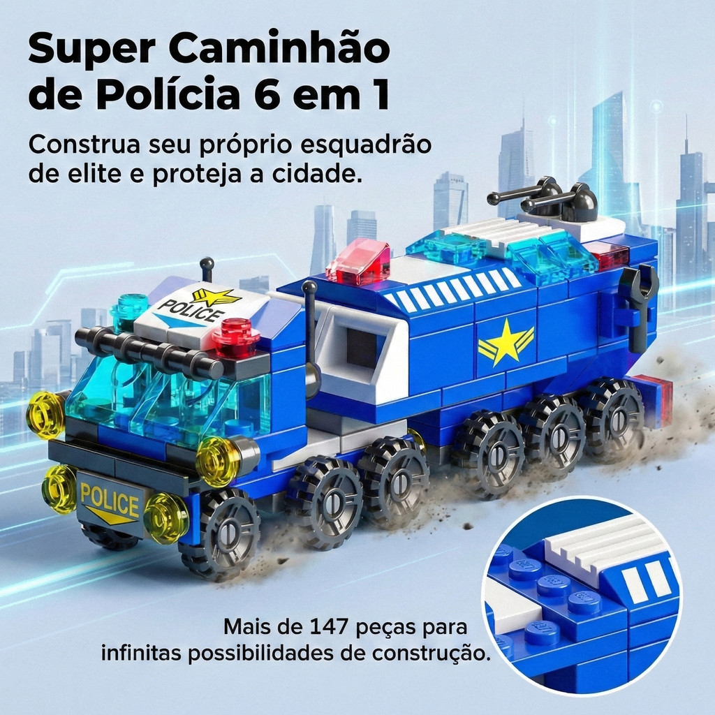 Blocos de Montar 6em1 Kit Miniatura Veículos Brinquedo Educativo Colecionável Promoção Brasil