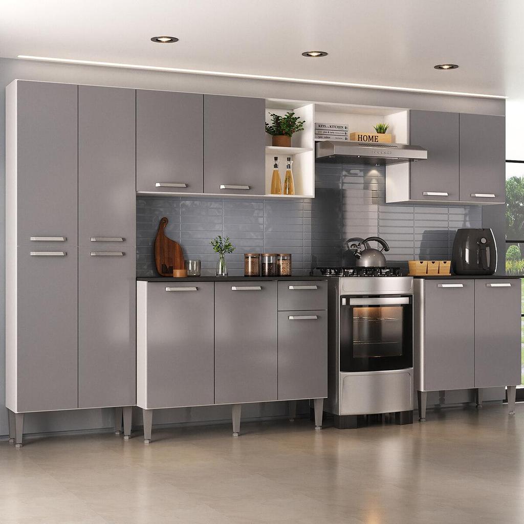 Armário Cozinha Modulada Completa 298cm Pequim Top Multimóveis MP3768