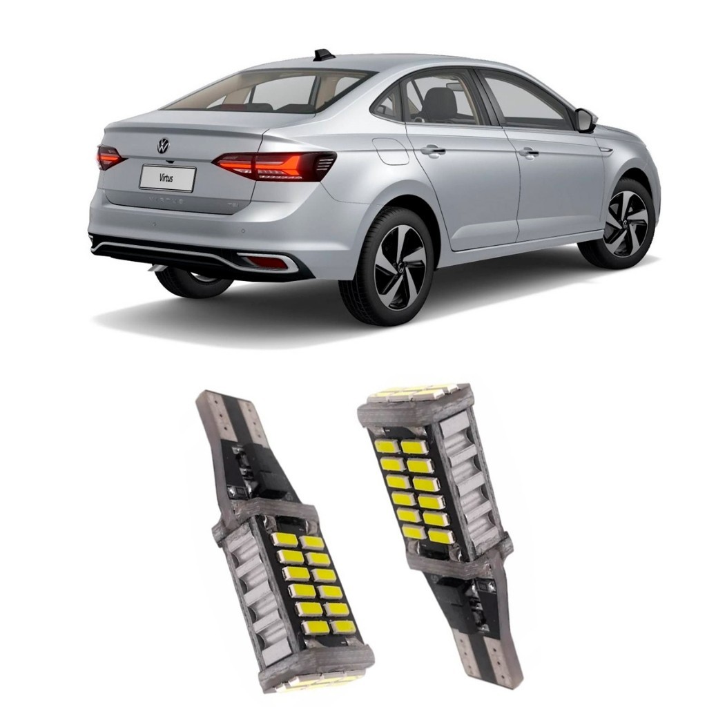 Par Lampada Led Ré Canbus T15 16W Volkswagen Virtus 2018 2019 2020 2021 2022 2023 2024