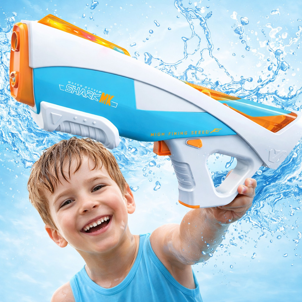 Pistola de Água Elétrica Sução Automática Para Crianças Alta Pressão Bateria Recarregável Brinquedo Arminha de água