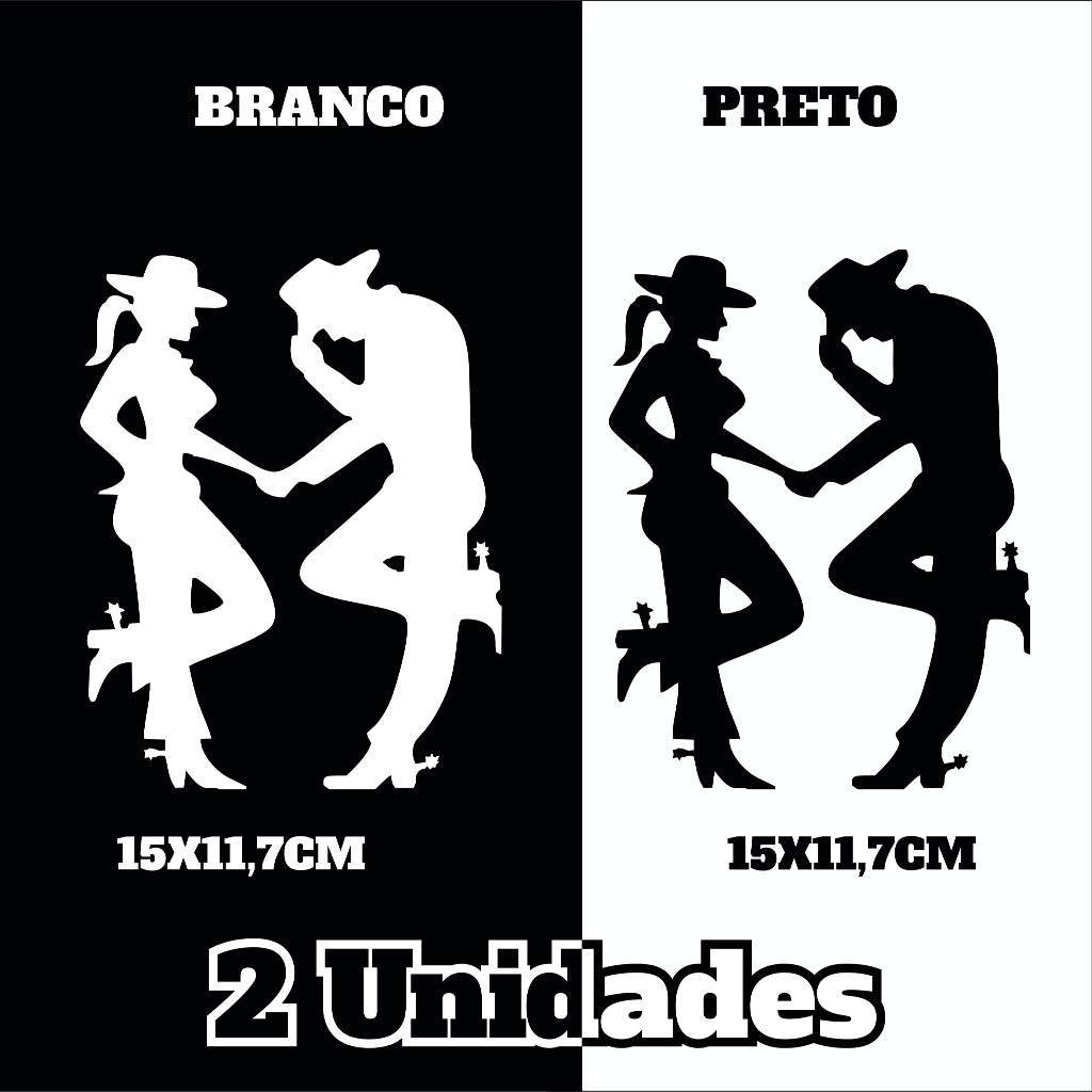 Adesivo Casal Cowboy Cowgirl | Vinil Recorte | Para Carro, Moto, Caminhonete | Resistente Sol e Chuva