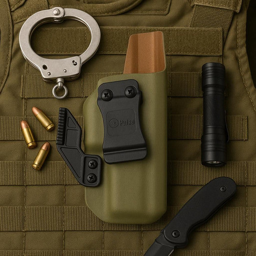 Coldre Kydex Premium Pulse Glock G22 Gen3 /4 Velado - Destro Destro Verde