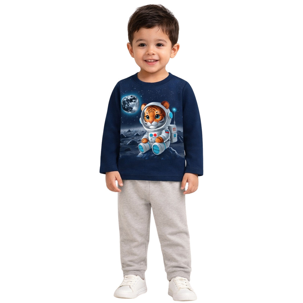 Conjunto Infantil Menino Blusa Moletom Peluciado Astronauta Confortável e Sofisticado Kyly 1001576
