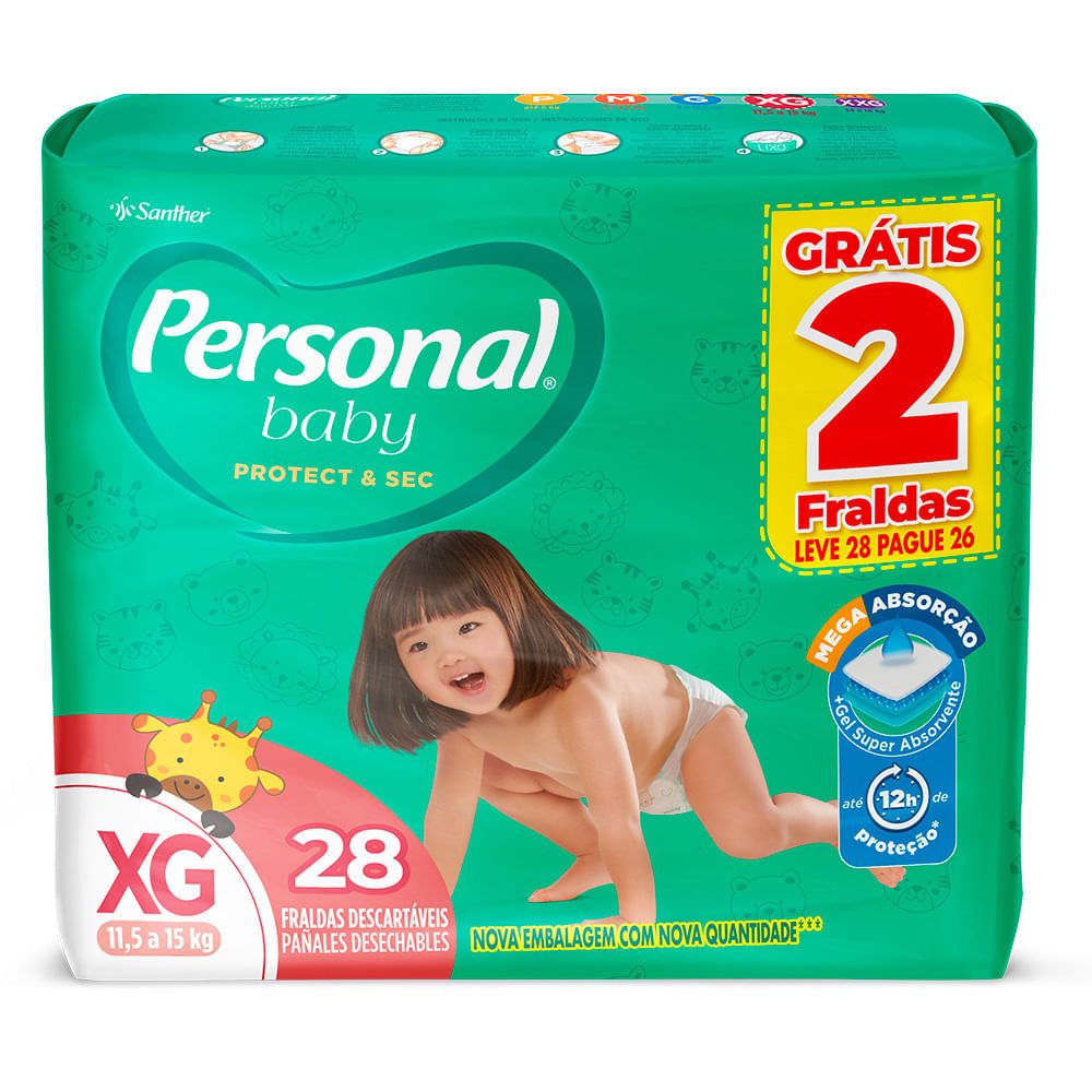 Fralda Personal Soft E Protect Mega XG Leve 28 Grátis 2 Tiras em Oferta na Shopee