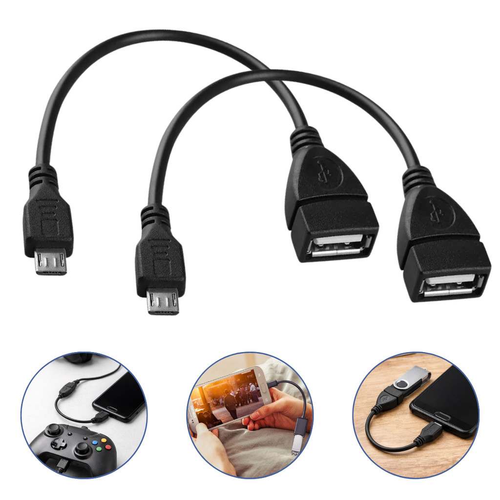 Kit 2 Cabo Otg Usb 2.0 Pendrive Para Celular Tablet Teclado Universal V8 Micro USB