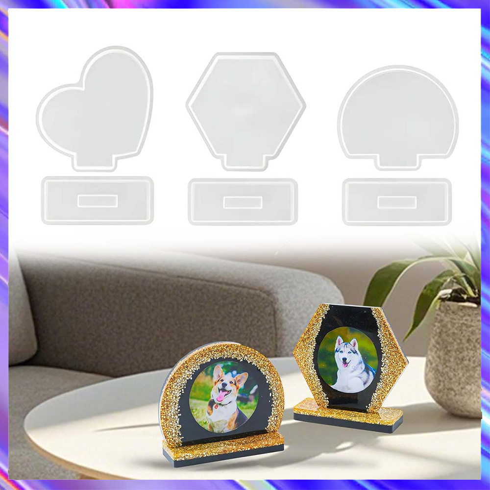 3 Peças molde de fundição de resina epóxi para decoração de casa reutilizáveis, moldes de resina de moldura 3D