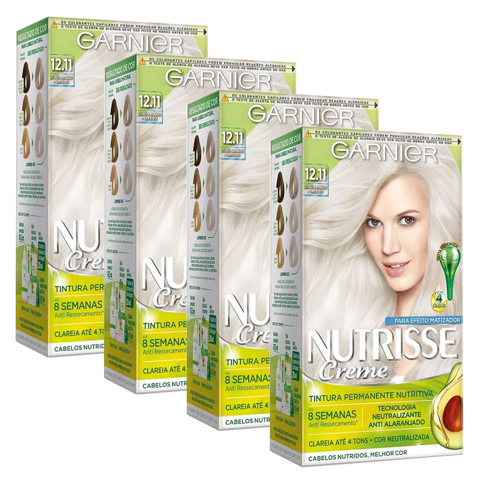 Kit 4 Tinturas  Nutrisse Louro Platinado Perfeito 12.11 em Oferta na Shopee