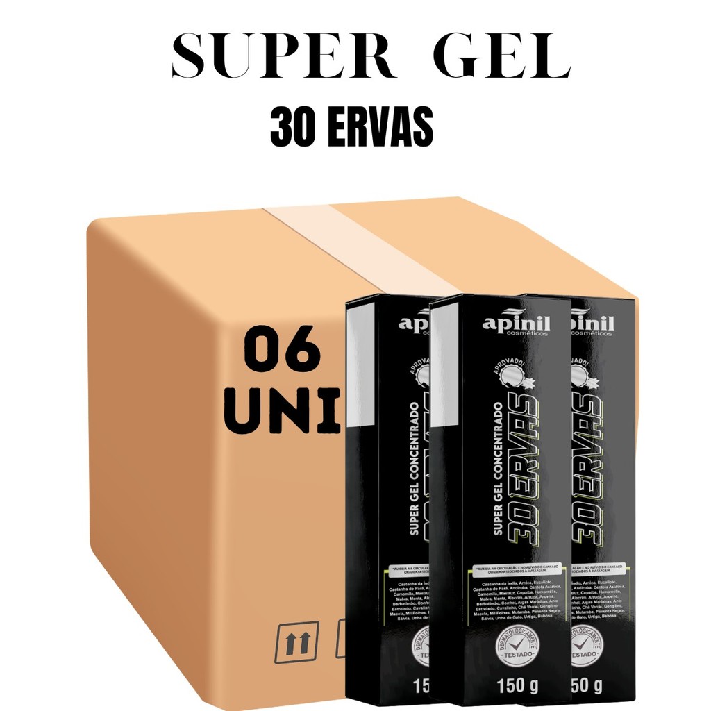 Kit 06 Unidades Super Gel Concentrado 30 Ervas 150G Apinil