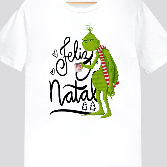 Linda Camiseta T-shirt Atmclass Natal Grinch Café Chocolate Quente T-shrit 301. 100% Algodão Postagem Rapida