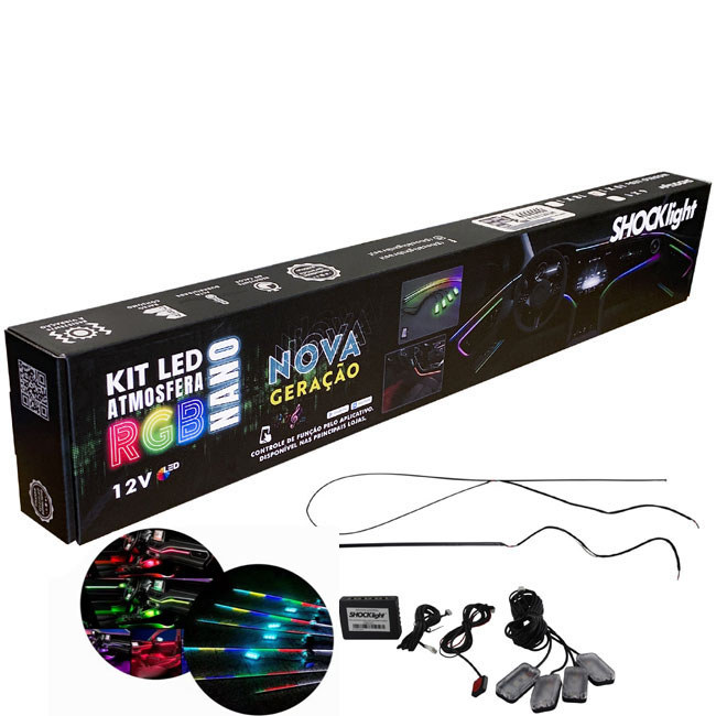Kit Fita Led Luz Interna Painel Atmosfera Nano Neon Rgb 6x1