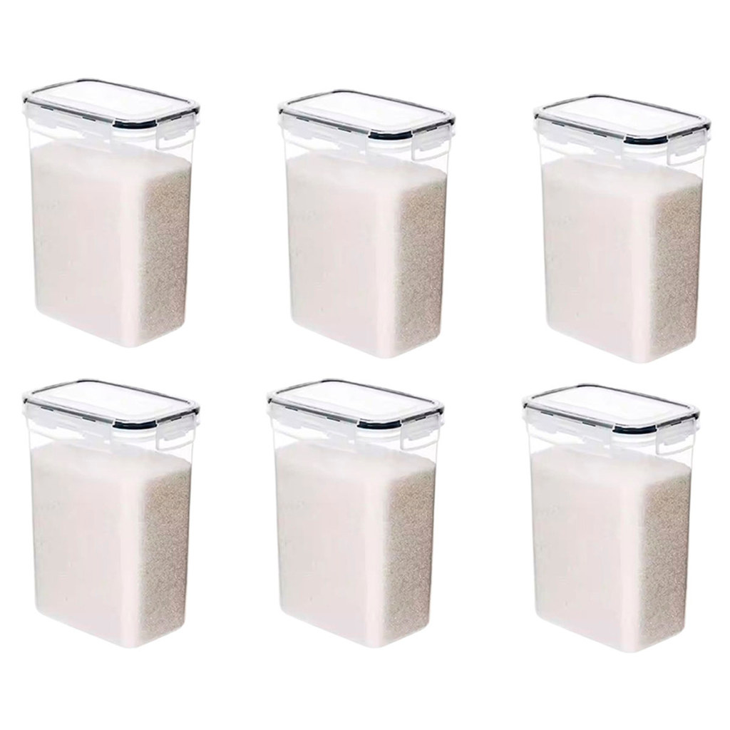 Conjunto com 6 Potes Herméticos de Plástico com Fechamento Seguro Empilháveis e Perfeitos para Armazenamento Organização