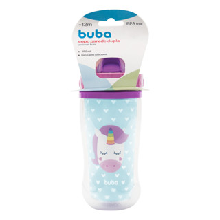 Copo Canudo Parede Dupla Buba Animal Fun Unicórnio 280ml em Oferta na Shopee