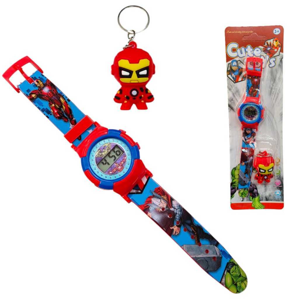 1 Relógio Homem de Ferro + 1 Chaveiro HOMEM DE FERRO Kit Infantil Pra Presentes Lembrancinhas para criança