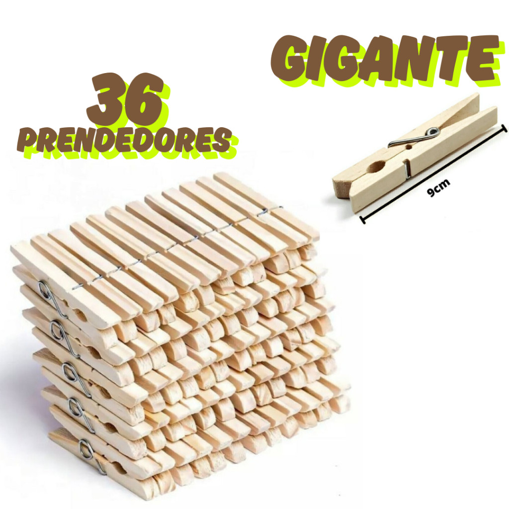 Detalhes do KIT Pregador GIGANTE de Madeira Reforçado – 12/24/36/48/60 Unidades – Com Alta Resistência