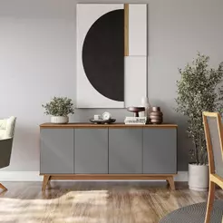 Aparador Kappesberg 4 Portas Canela/Chumbo 156cm