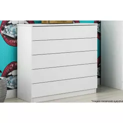 Cômoda de Quarto Premium c/ 5 Gavetas Branco/Neve - Tcil Móveis