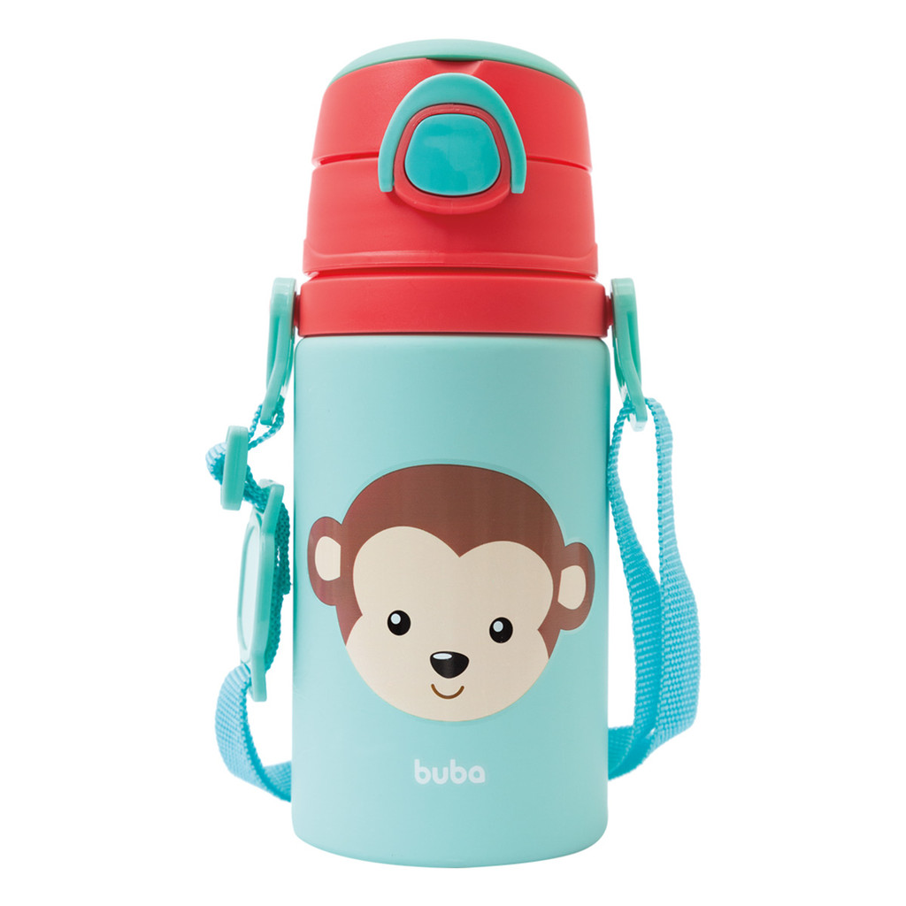 Garrafinha Alumínio Com Canudo Buba Animal Fun Macaco 400ml em Oferta na Shopee