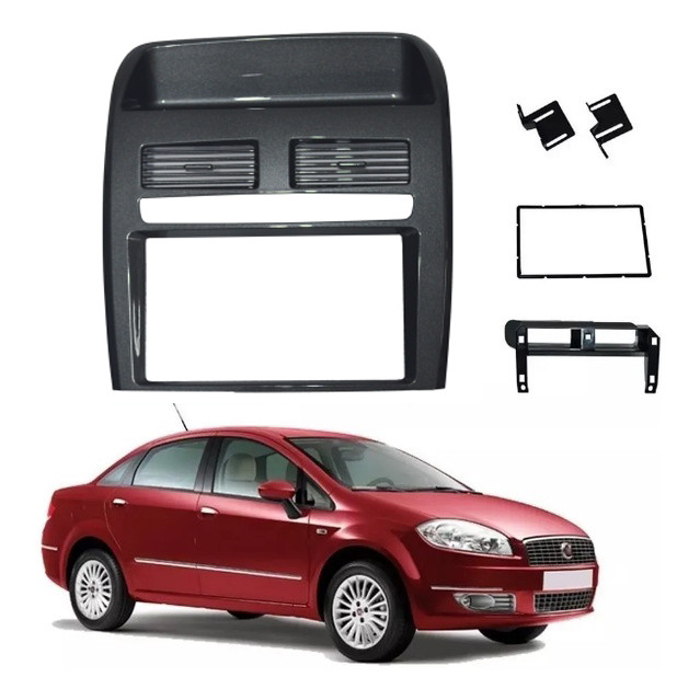 Moldura Painel Central Multimidia 7 Polegadas Fiat Linea 2008 a 2012 Grafite Original