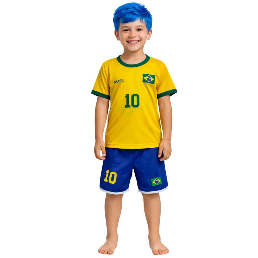 Conjunto Infantil Do Brasil - Camiseta do brasil + Bermuda do brasil em Oferta na Shopee