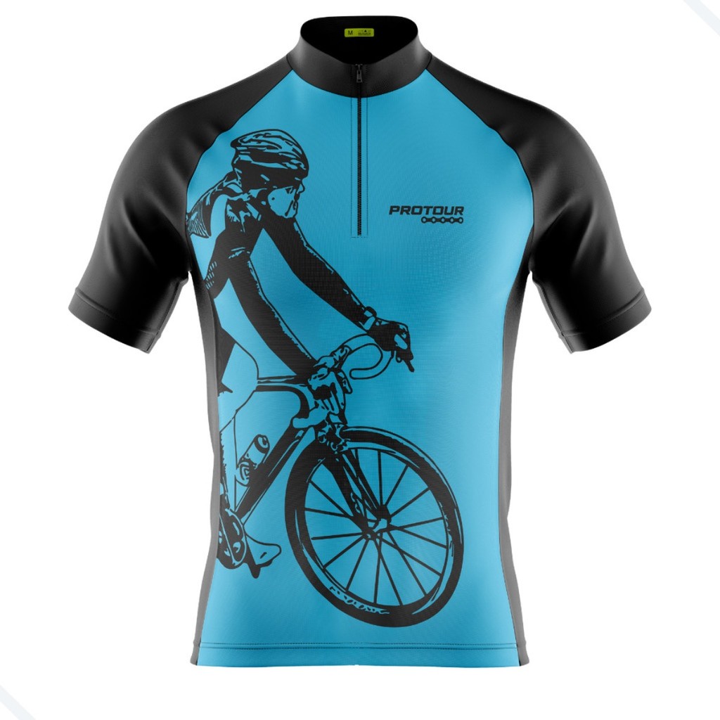 Camisa Ciclismo Masculina Dryfit Proteção UV Bike MTB Speed Colors Bike Azul