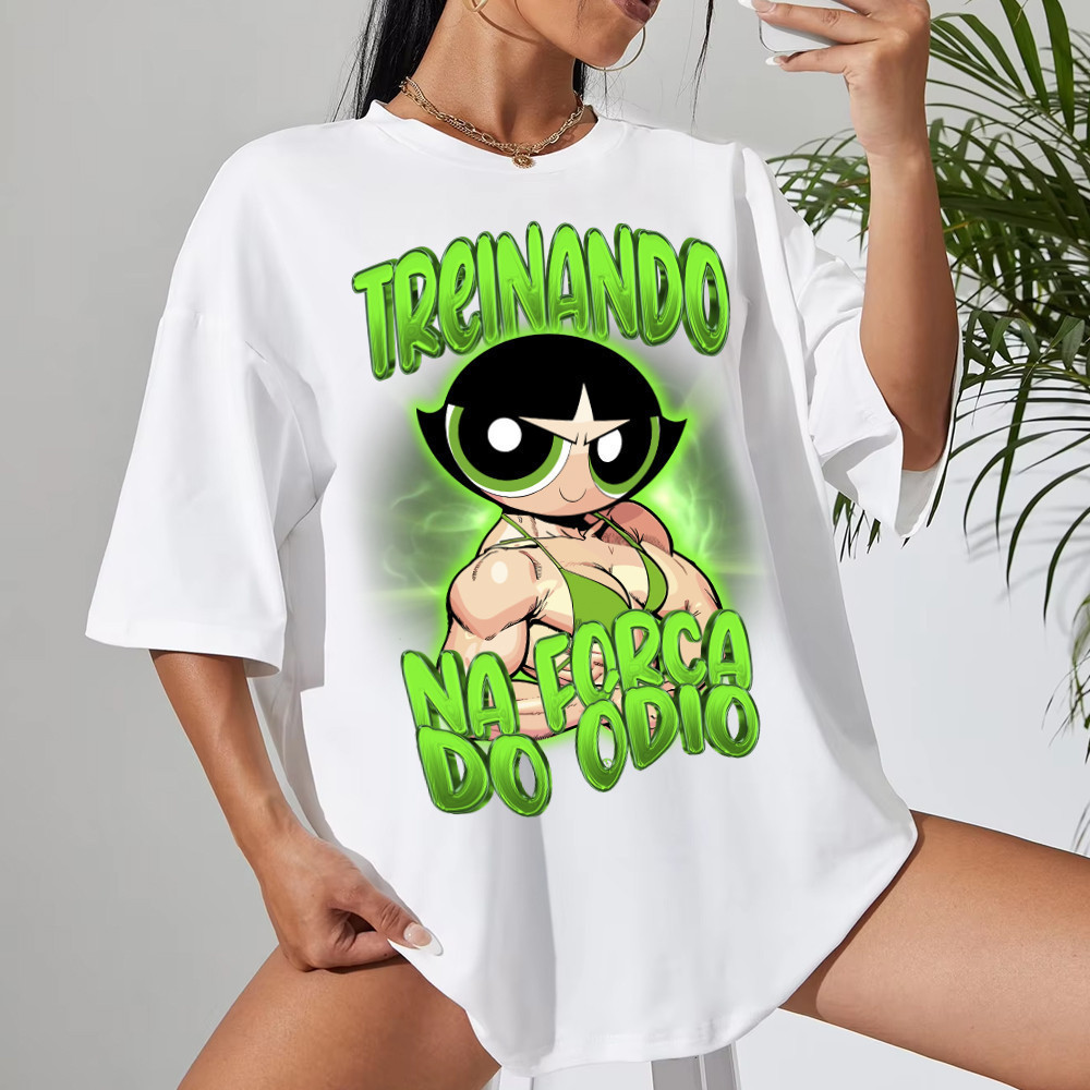 Camiseta Para Treinar Feminina Oversized Docinho Super Estilosa Academia Super Poderosas Meme