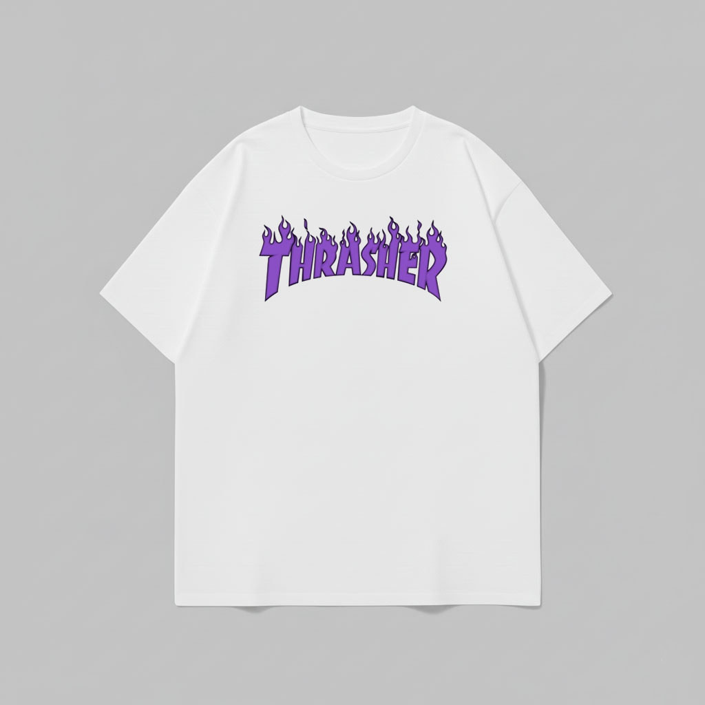 [Camiseta Premium em Algodão Puro]VU Camiseta Básica Thrasher Camisa 100% Algodão Streetwear Temos Plus Size Lançamento 