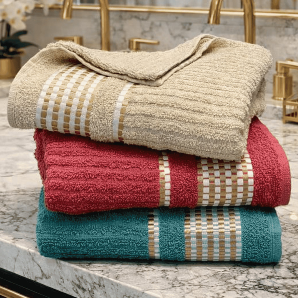 Kit 3 Toalhas de Banho Luxo Canelada Banhão Gigante 100% Algodão