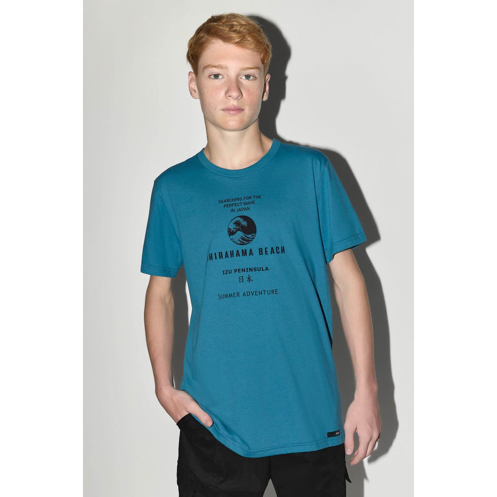 Camiseta Juvenil Menino Summer Adventure Beats Azul em Oferta na Shopee