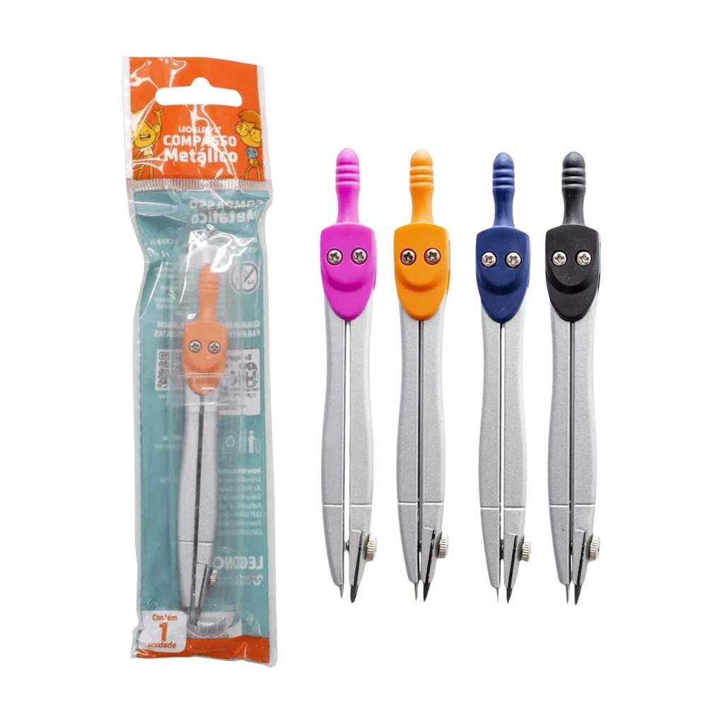 Compasso Escolar Metal Leo&Leo Sortido e Unitário Leonora - 4458 em Oferta na Shopee