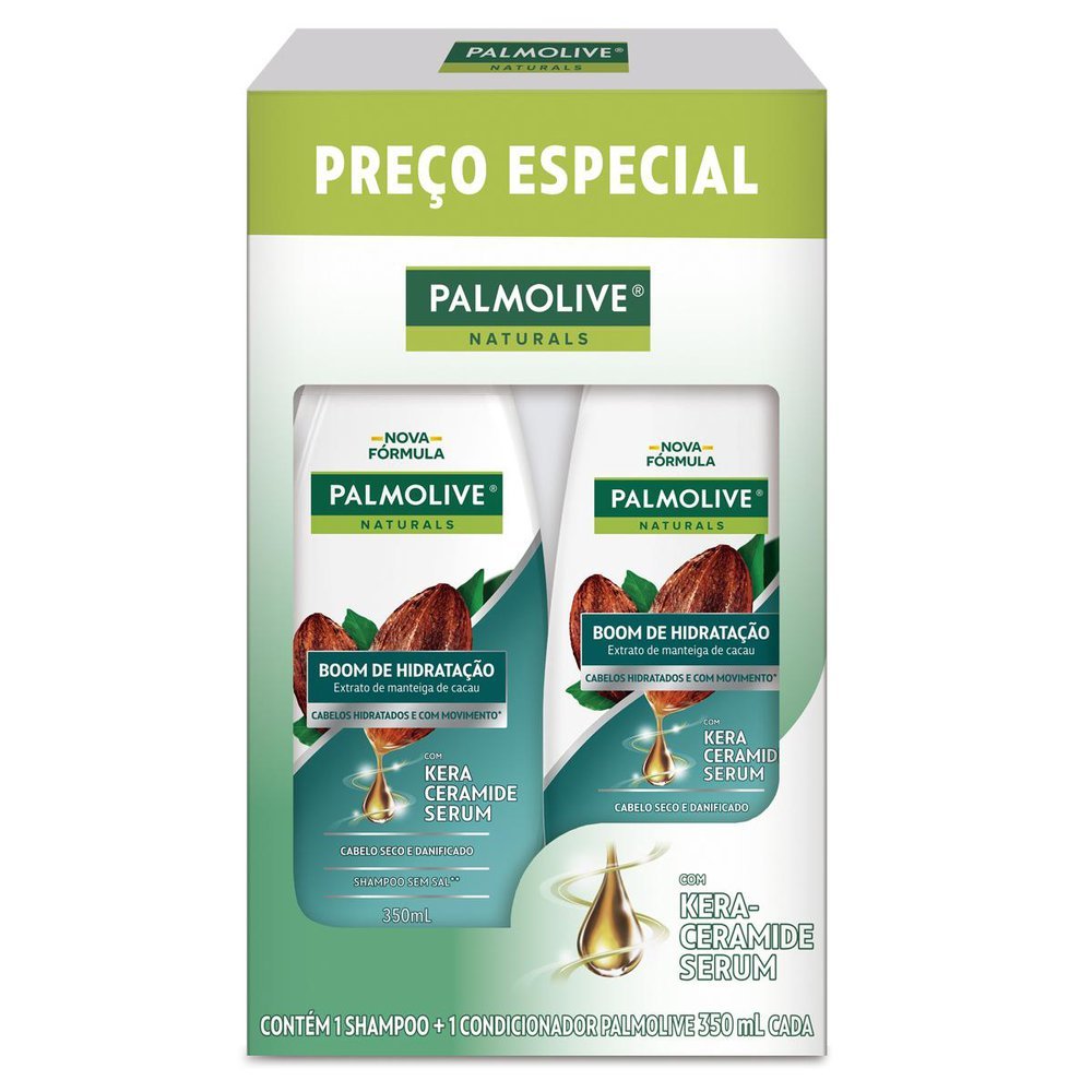 Kit Shampoo e Condicionador Palmolive Naturals Boom de Hidratação com Kera Ceramide Serum 350ml cada em Oferta na Shopee