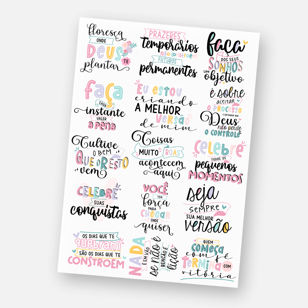 Cartela DTF UV A4 Frases Motivacionais – Adesivos Premium em Oferta na Shopee