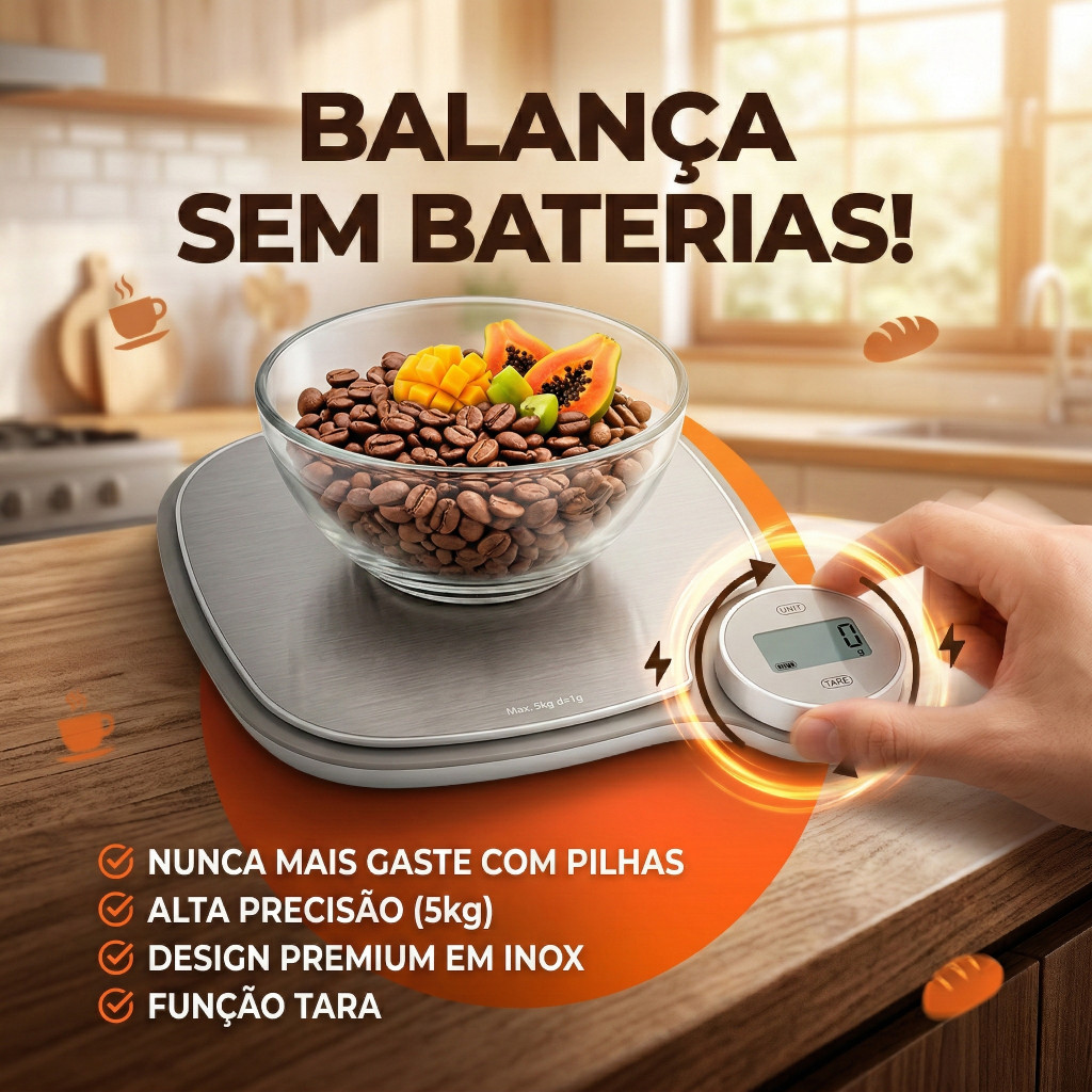 Balança Digital de Cozinha Alta Precisão 1g a 5kg para Alimentos, Suplementos e Confeitaria com Medição em Gramas e ML