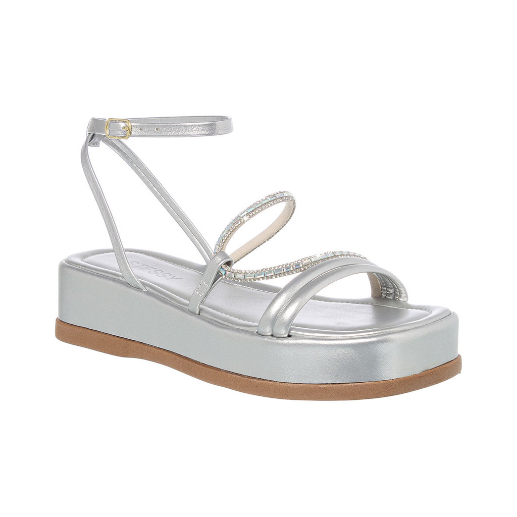 Sandália Feminina Flatform Papete Brilho Strass Plataforma Rasteira Confortável Original Oferta Leve
