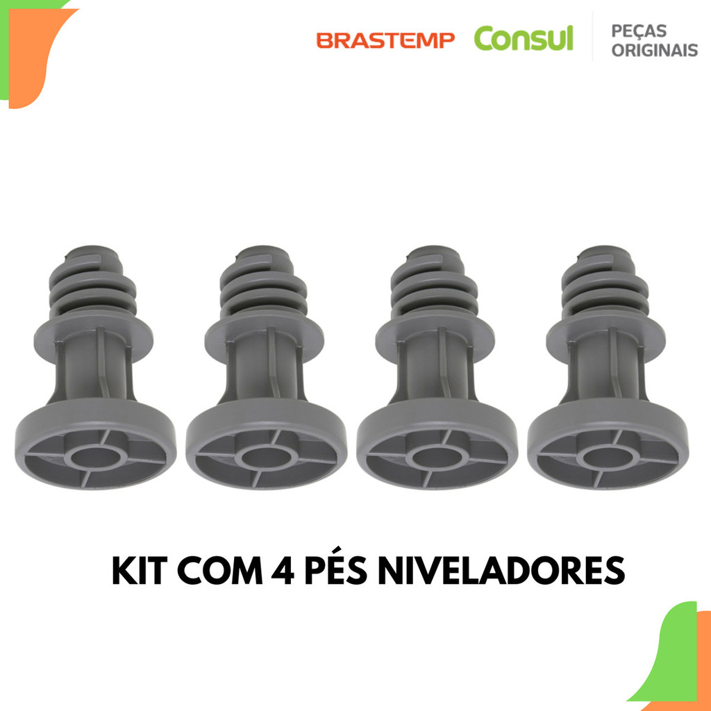 Kit 4 Pés Nivelador Original P/ Fogão Brastemp Clean