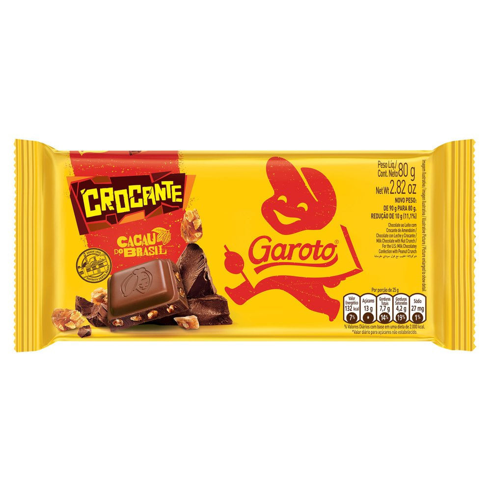 Chocolate Garoto Crocante 80g em Oferta na Shopee